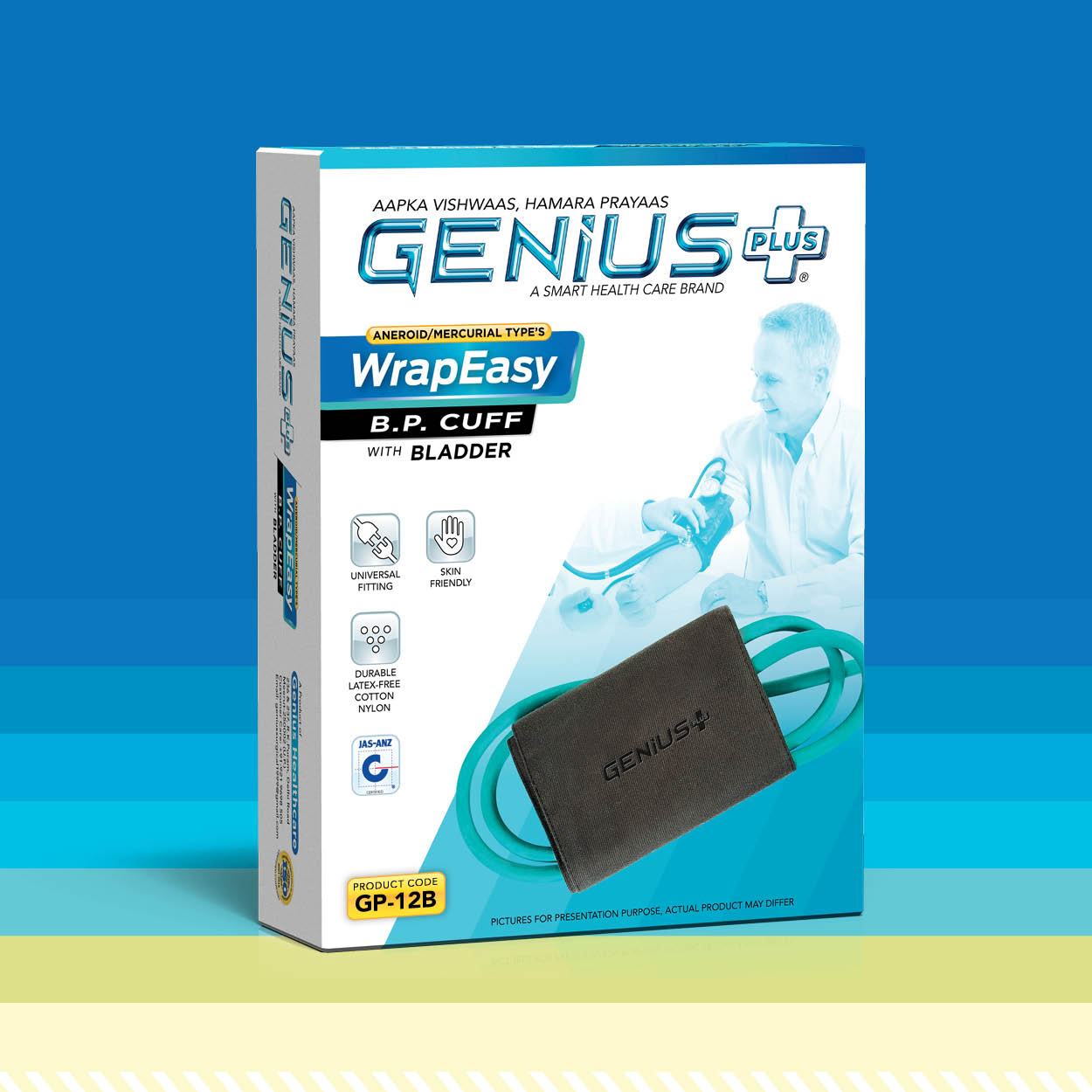 WrapEasy B.P. Cuff with Bladder — B.P. cuff supplied with bladder for aneroid and mercurial type gauges — universal fitting in durable, latex-free cotton nylon.
