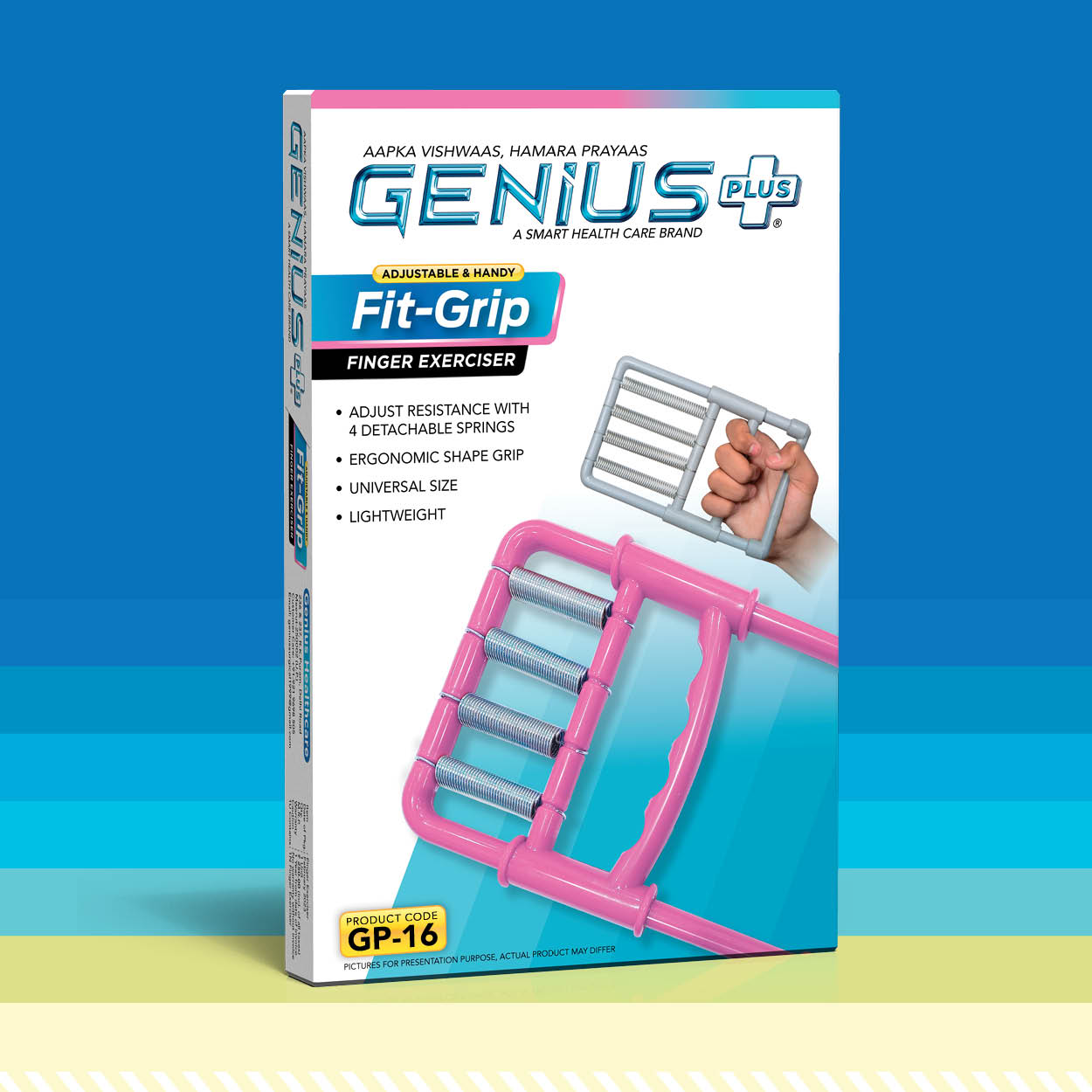 Fit-Grip Finger Exerciser — Adjustable hand and finger exerciser with detachable springs to rebuild and maintain grip strength.