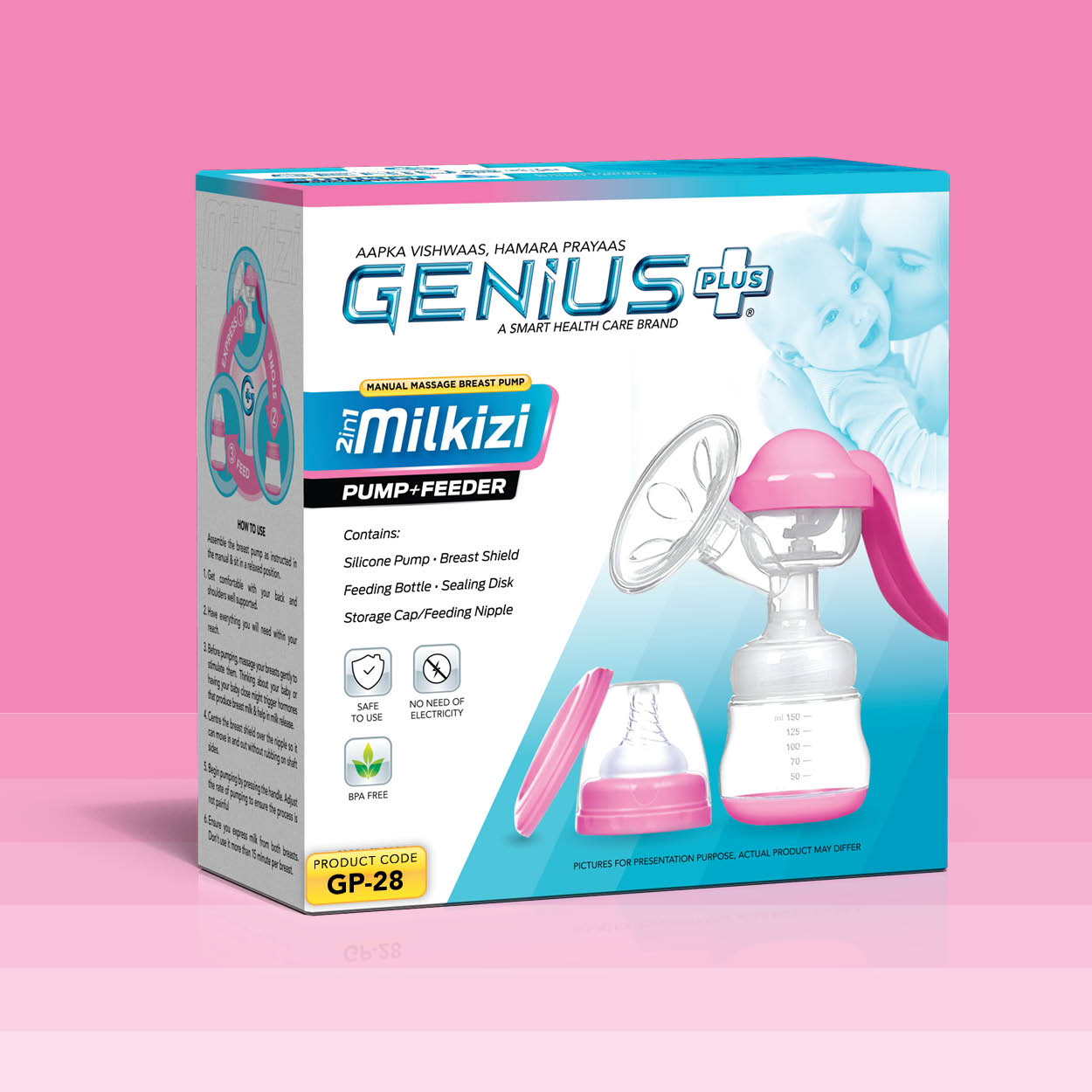 Milkizi 2in1 Manual Massage Breast Pump + Feeder — Manual massage breast pump that converts into a feeder, letting you control the pumping rate by hand.