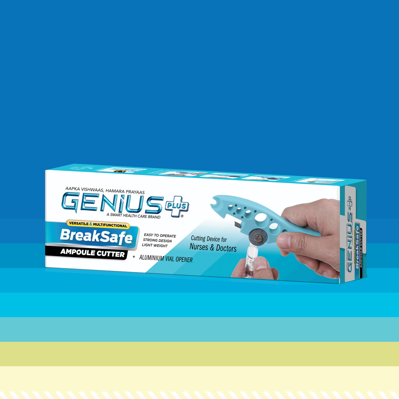 BreakSafe Ampoule Cutter — Versatile multifunctional ampoule cutter and aluminium vial opener — a cutting device for nurses and doctors.
