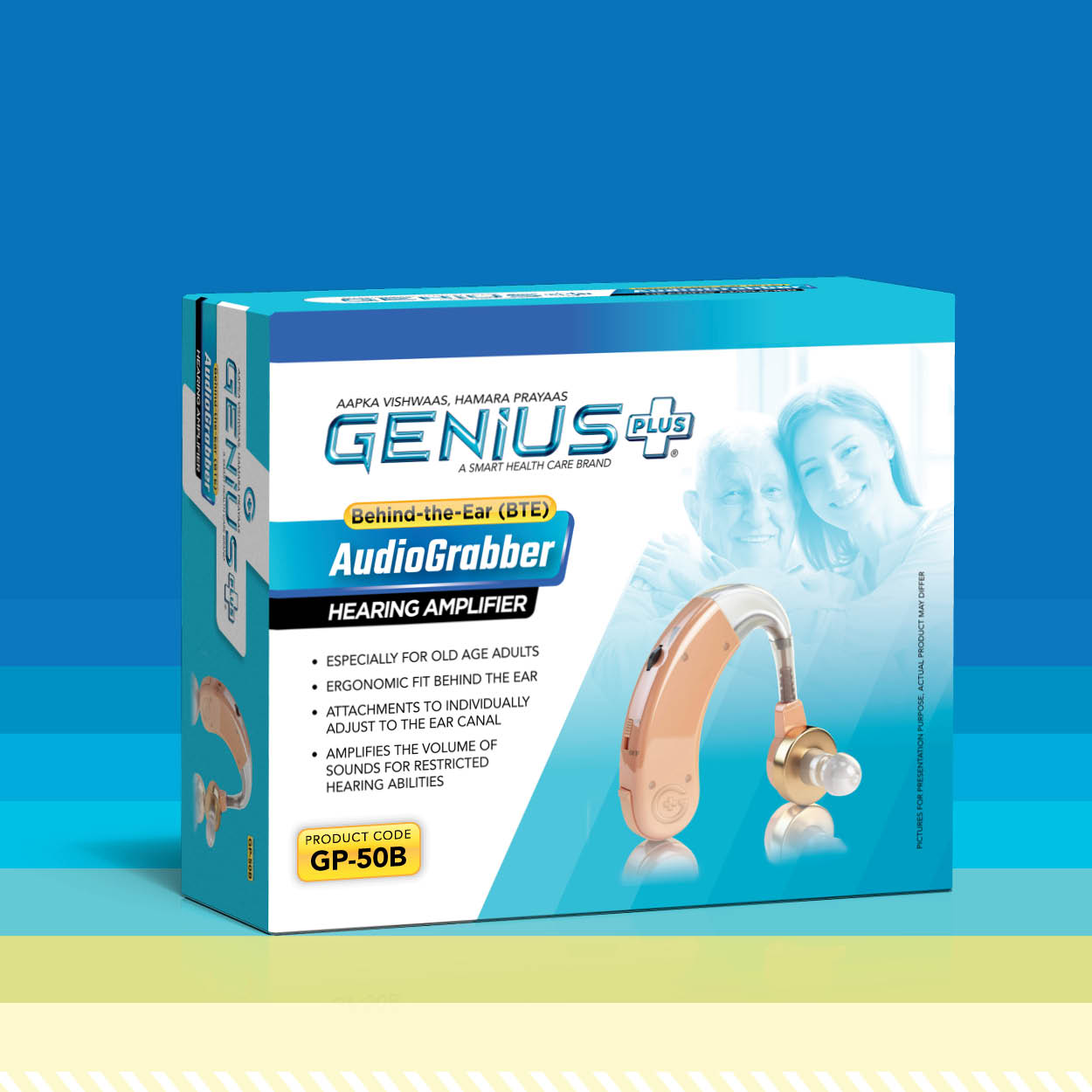 AudioGrabber Behind-the-Ear Hearing Amplifier — Behind-the-ear (BTE) hearing amplifier that raises the volume of everyday sounds for restricted hearing abilities.