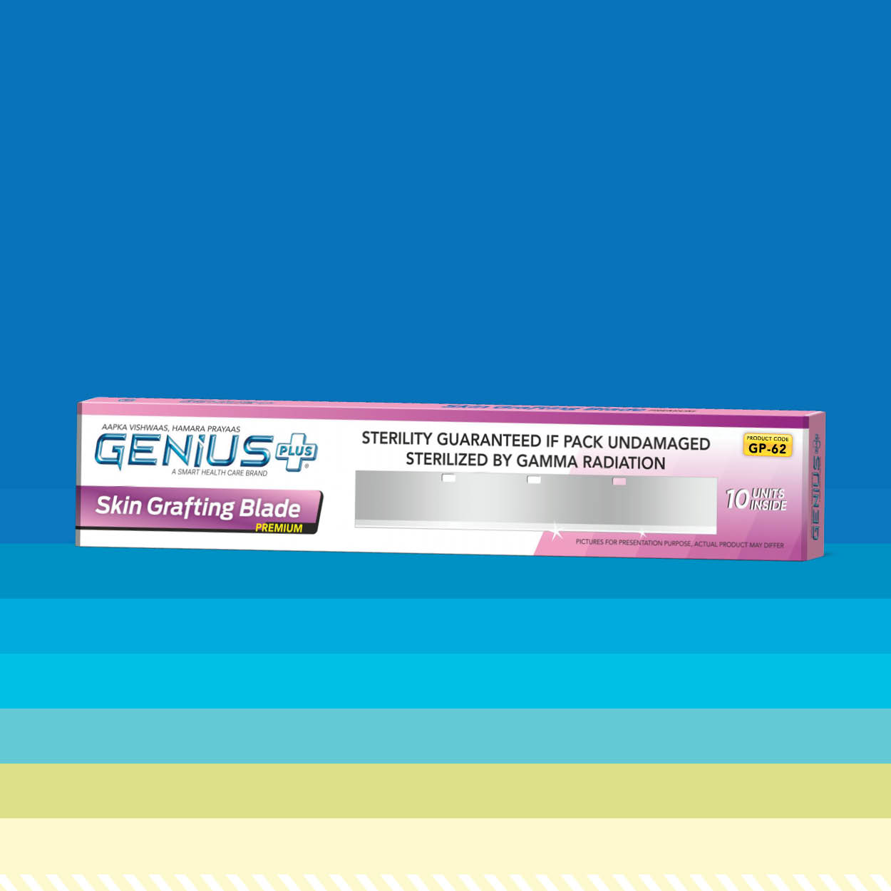 Premium Skin Grafting Blade — Premium skin grafting blades sterilized by gamma radiation, with sterility guaranteed if the pack is undamaged.