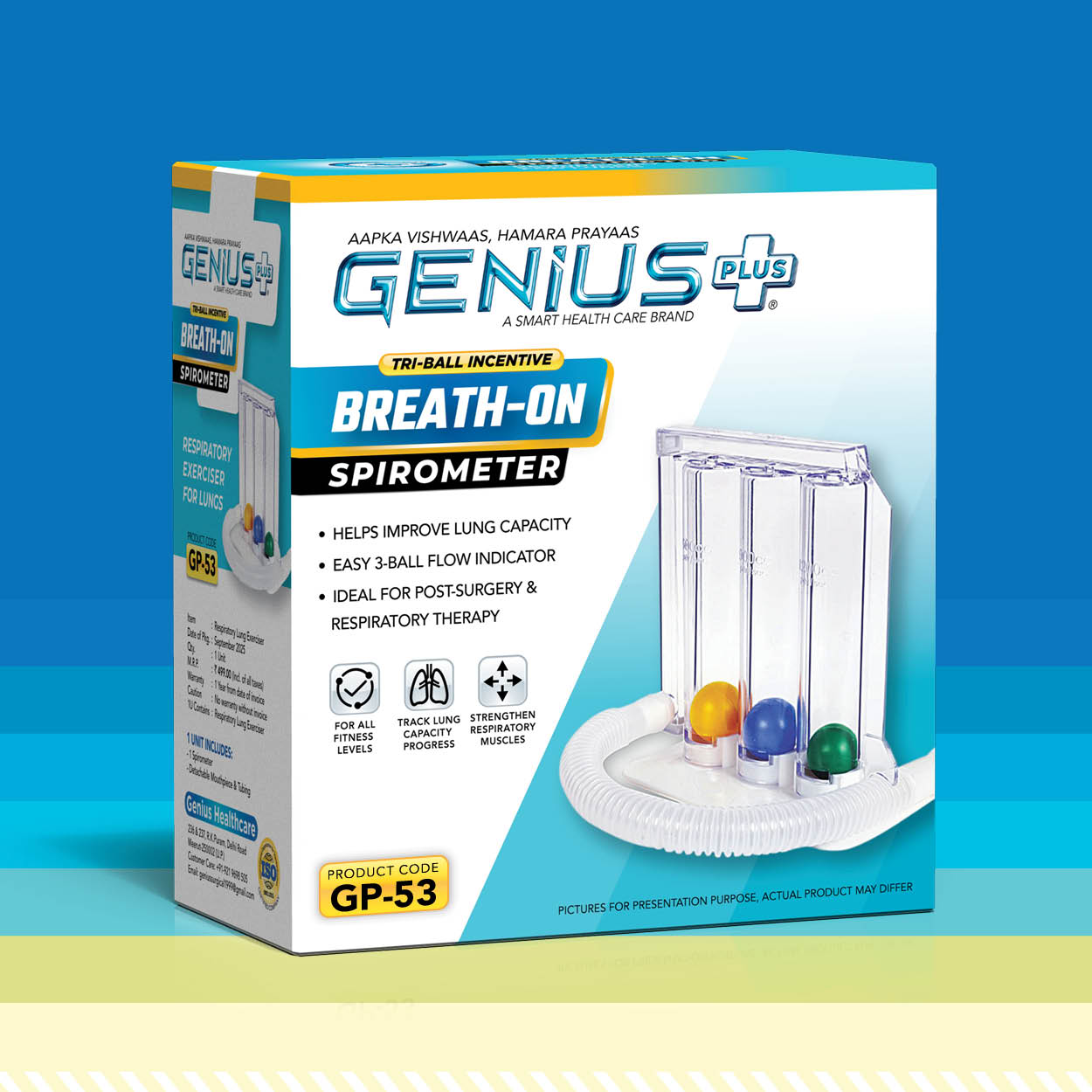 Breath-On Tri-Ball Incentive Spirometer — Three-ball incentive spirometer that helps improve lung capacity and strengthen respiratory muscles.