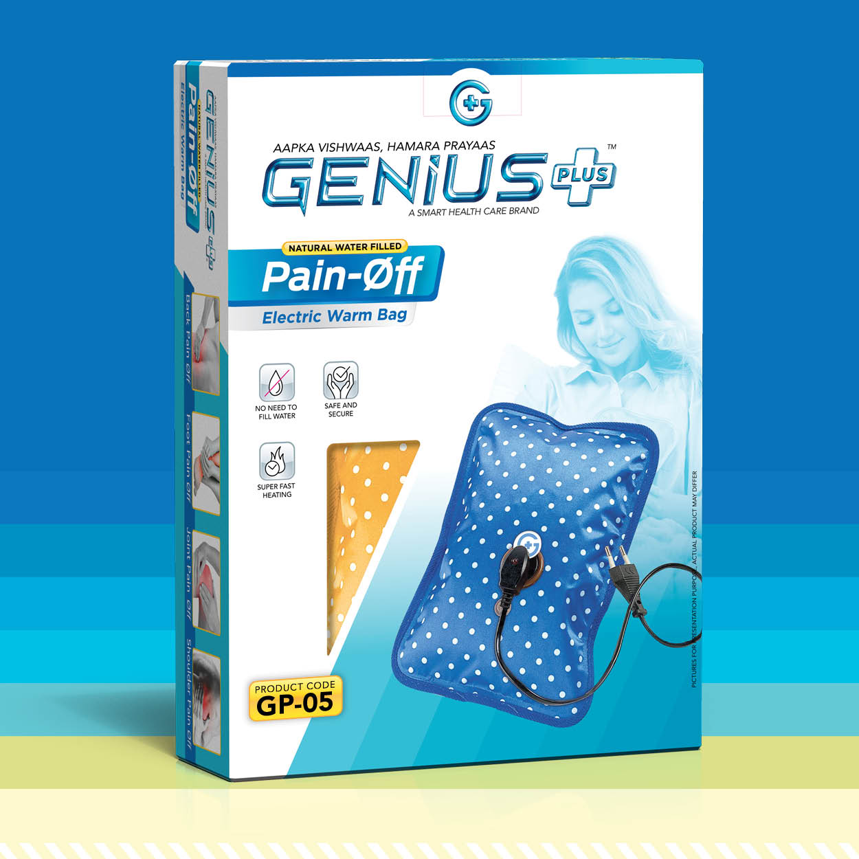 Pain-Øff Electric Warm Bag — Natural water-filled electric warm bag for back, foot, joint and shoulder pain.