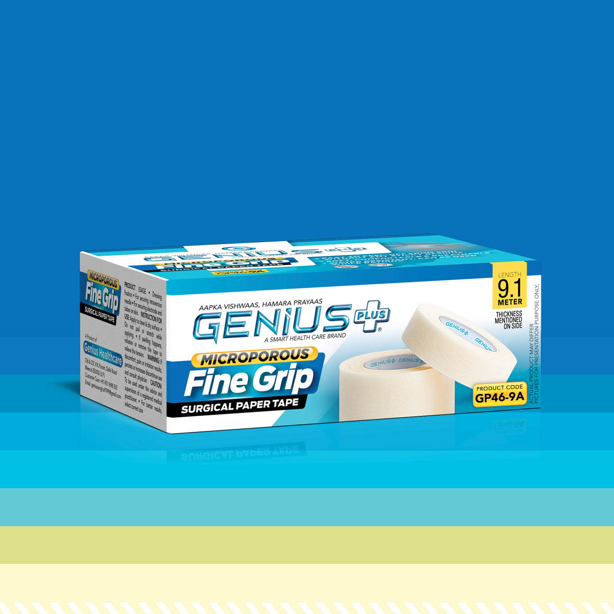 Fine Grip Microporous Surgical Paper Tape (9.1 m, slim) — Microporous surgical paper tape roll for secure dressing fixation with gentle skin adhesion.