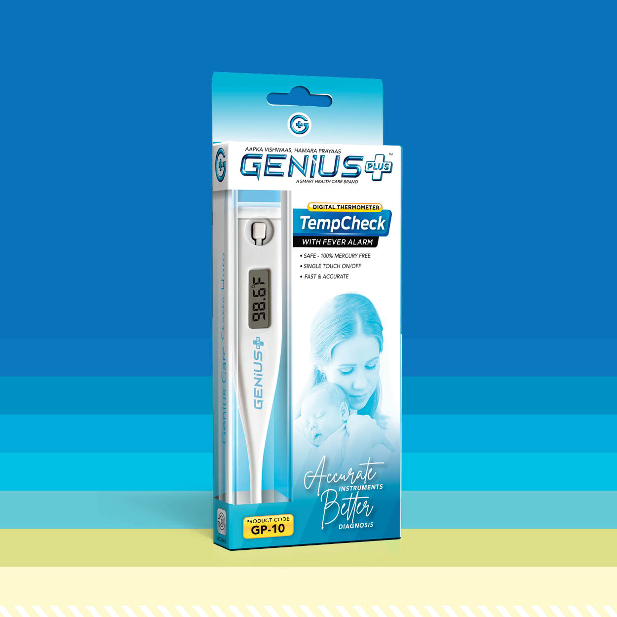 TempCheck Digital Thermometer — 100% mercury free with fever alarm, single touch on/off and fast, accurate readings.